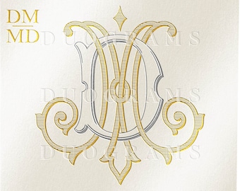 Vintage Wedding Monogram Logo MD DM Duogram M D Intertwined Monogram - Digital Download D M