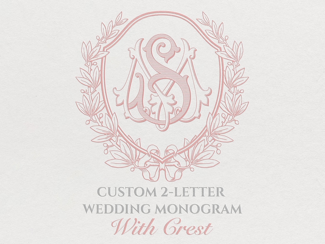 Custom 2-letter Wedding Monogram With Wedding Crest Design ...