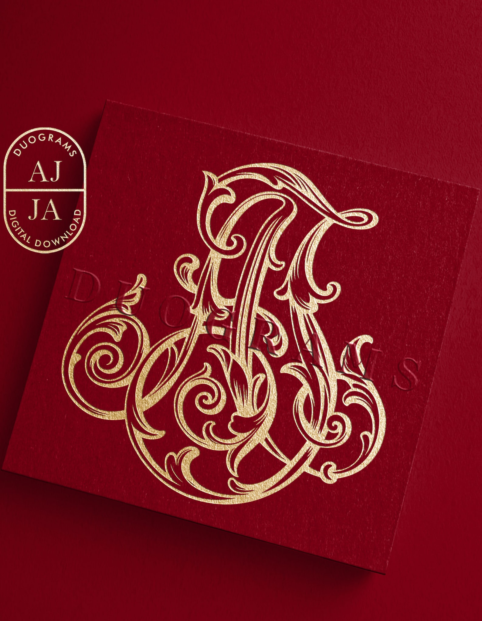 Wedding Monogram AJ or JA Two Letter Monogram Logo Design SVG | Instant ...