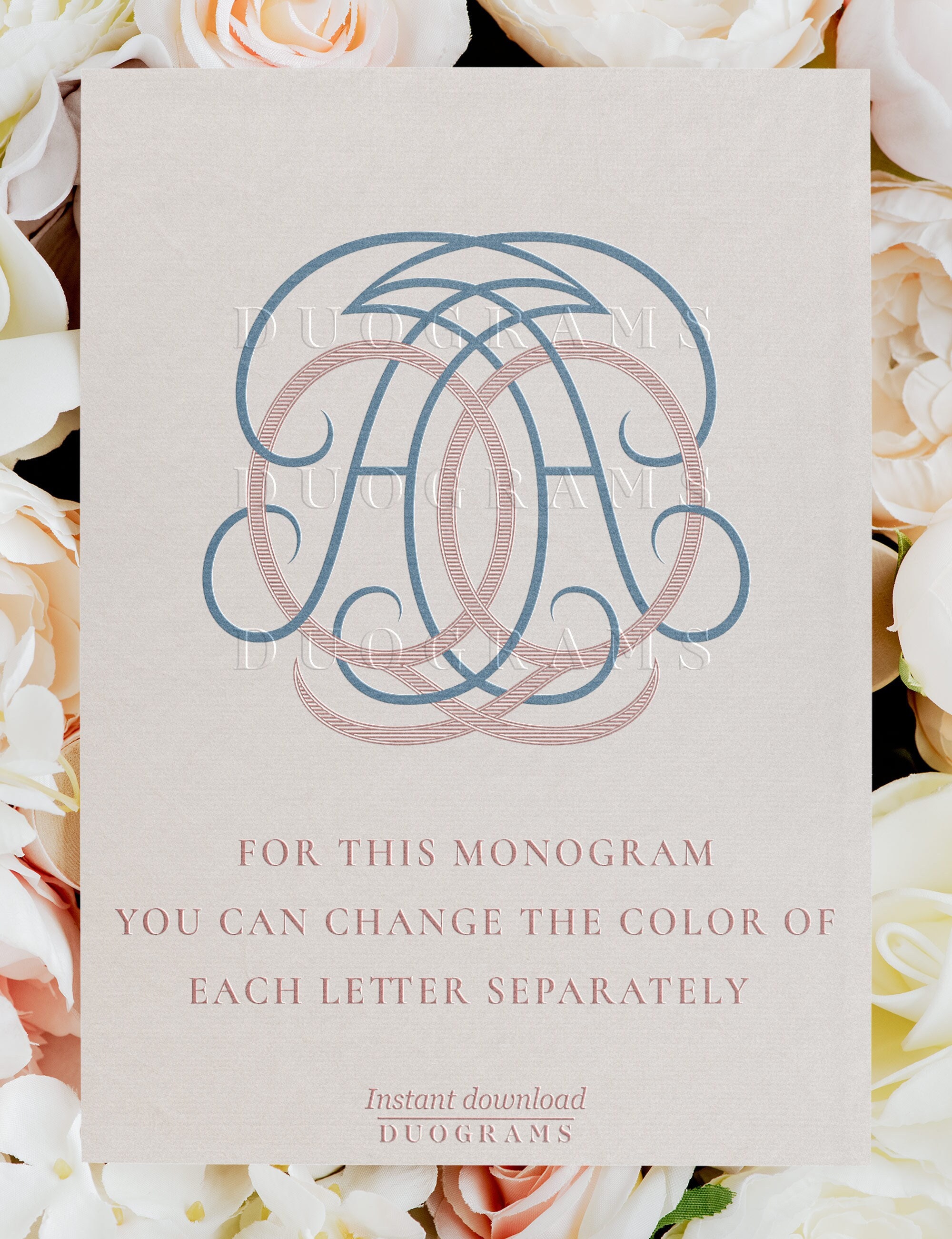 Vintage Monogram Logo Design AQ QA Monogram Wreath SVG Digital Download ...