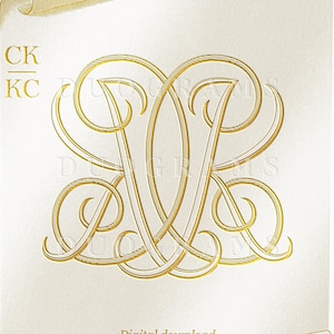 Wedding Monogram Logo Design CK KC Monogram Wreath SVG Digital Download