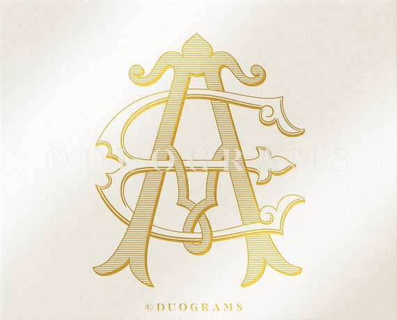 Vintage Wedding Monogram Logo AE EA Duogram A E Intertwined | Etsy