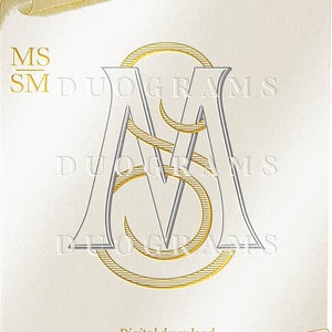 2 Letter Monogram MS or SM Wedding Monogram Logo Design M S Wedding initials SVG & Png Instant Download, Bonus Wreaths Included