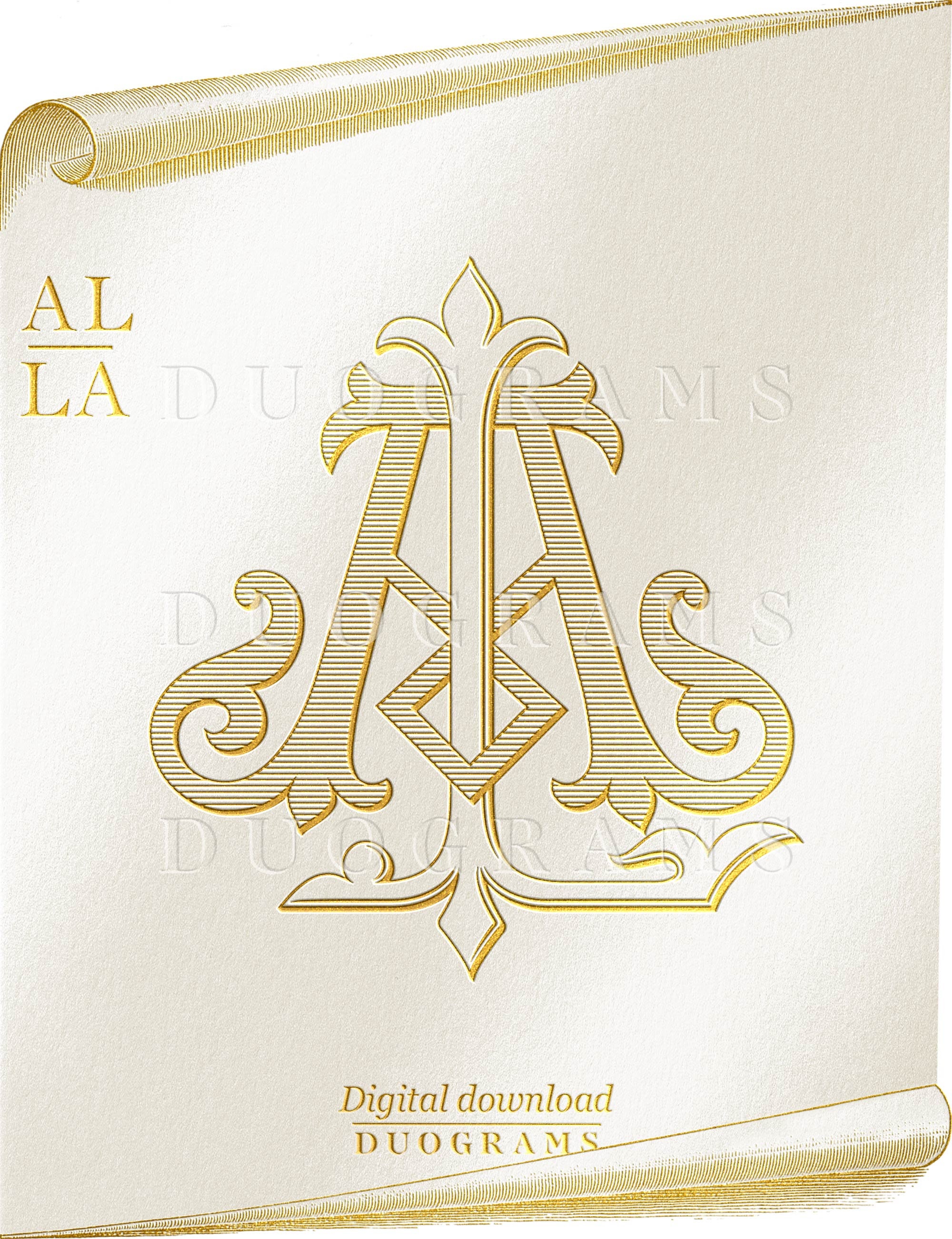 Vintage Monogram Logo Design AL LA Monogram Wreath SVG Digital Download ...