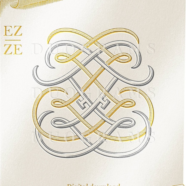 Bruiloft monogram logo ontwerp EZ ZE monogram krans SVG digitale download E Z