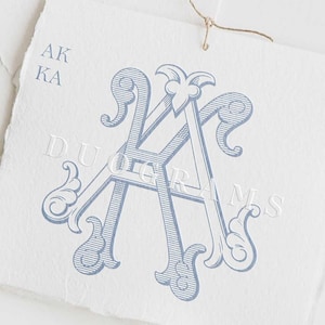 Vintage Wedding Monogram Logo AK or KA  interlocking monogram Design A K Wedding initials SVG & Png Instant Download, Bonus Wreaths Included