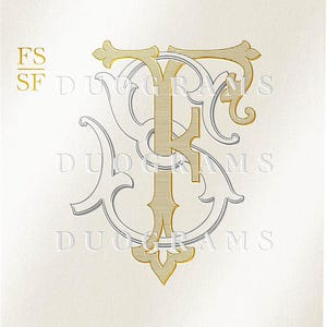 Interlocking Vintage Monogram FS or SF Two Letter Monogram Logo Design F S Wedding initials SVG & Png Instant Download