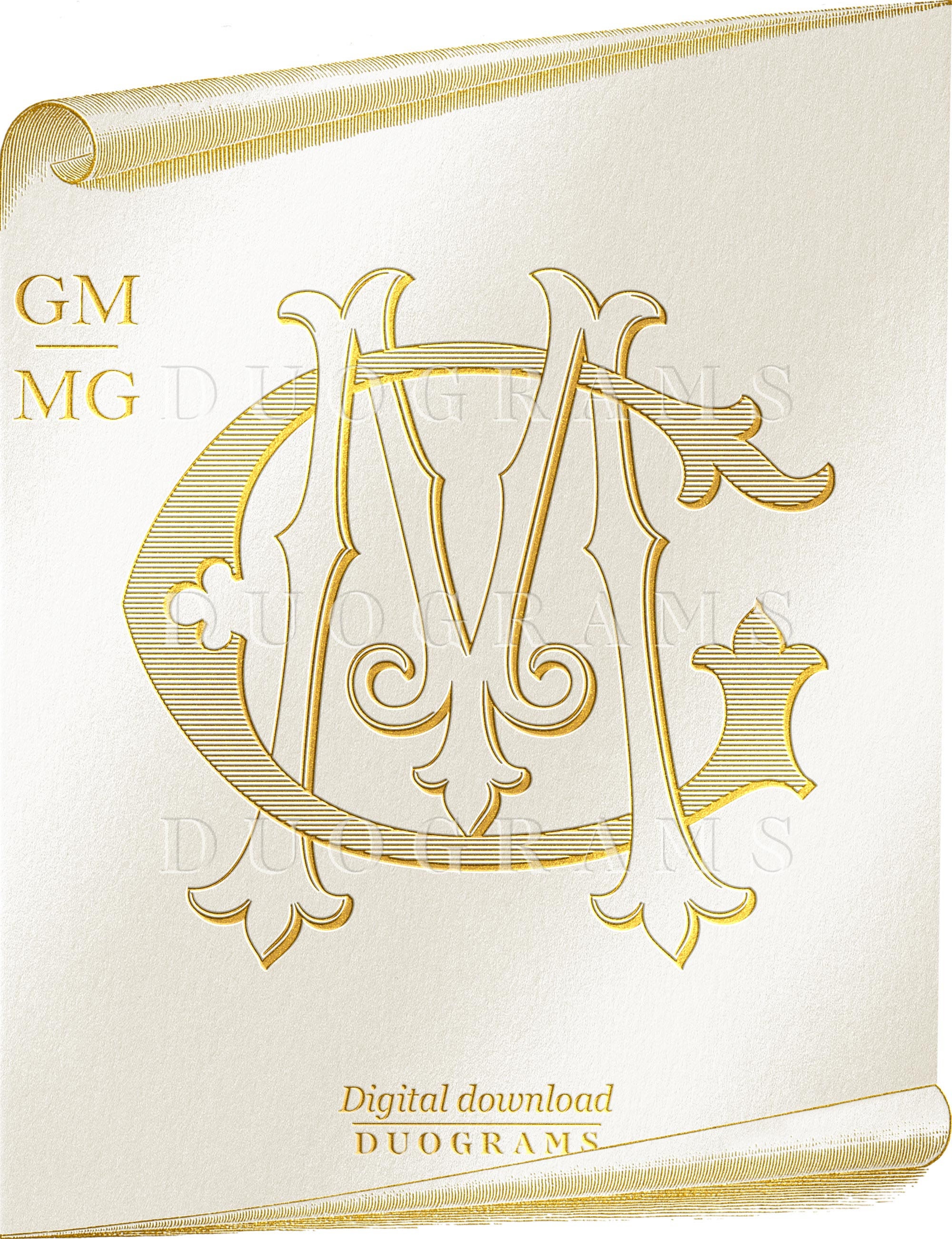 Digital Wedding Monogram GM MG Wedding Monogram Vintage 