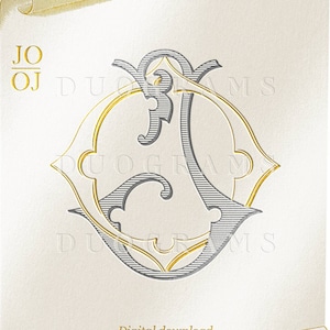 JO OJ Wedding Monogram Logo Design J O  O J Two Letter Monogram Initials + 2 Wedding Wreath SVG