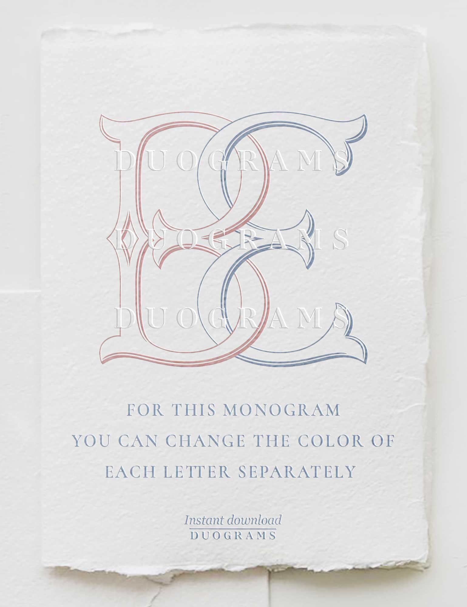 Vintage Wedding Monogram BE or EB, Two Letter Monogram Logo Design ...