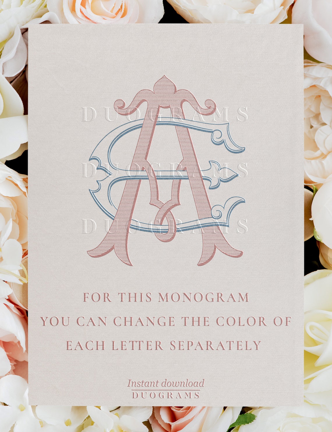 Vintage Wedding Monogram Logo AE EA Duogram A E Intertwined Monogram ...