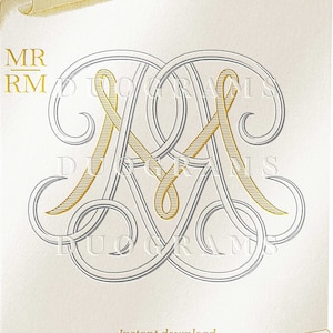 Wedding Monogram MR or RM Two Letter Monogram Logo Design M R Duogram R M Interlocking Monogram SVG & Png Free Bonus Wreaths Included