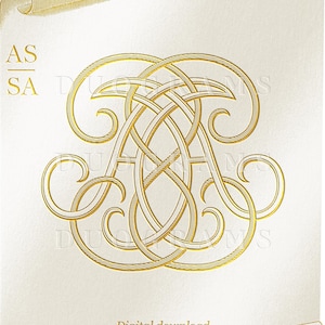 Monograma vintage - AS - SA - Monograma de boda - Digital - SVG - Duograma doble invertido