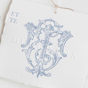 Interlocking Vintage Monogram ET or TE Two Letter Monogram Logo Design E T Wedding initials SVG & Png Digital Download