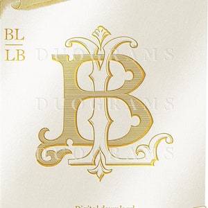 Monograma vintage - BL - libra - Digital - Monograma de boda - SVG