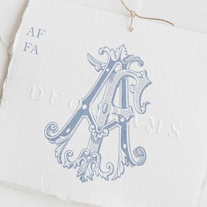 Vintage Monogram Logo  AF or FA  2-Letter Monogram Design A F Wedding initials SVG & Png Instant Download