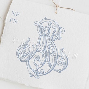 Vintage Wedding Monogram NP or PN  2-Letter Monogram Logo N P Wedding Initials  SVG & Png Digital  Download