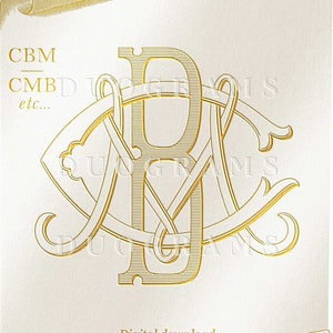 3 Letter Wedding Monogram Logo BCM or CMB or MBC Interlocking Monogram ...