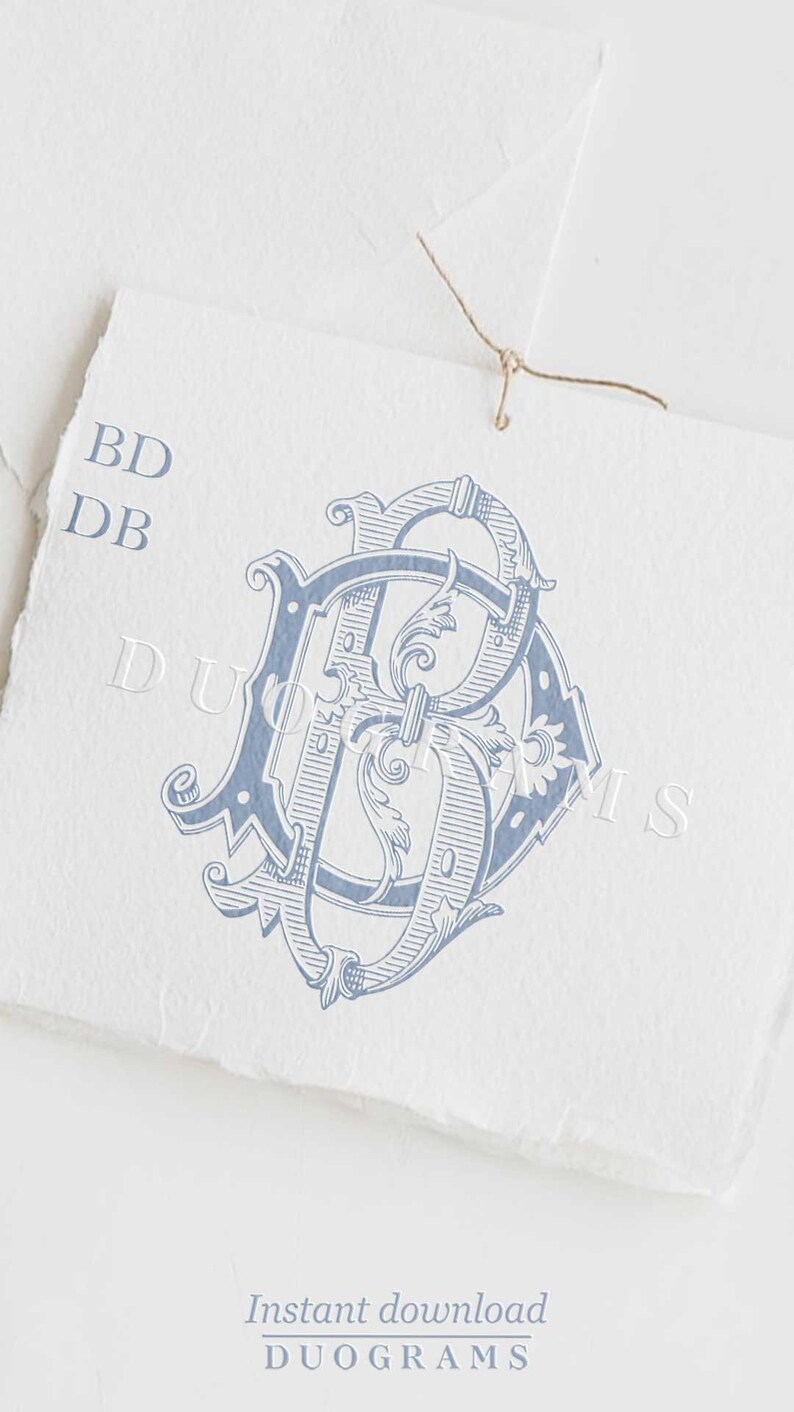 BD DB Vintage Wedding Monogram Logo Designs B D Two Letter Monogram D B ...