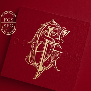 3 Buchstaben Monogramm Logo FGS oder GSF oder SFG Ineinander greifendes Hochzeitsmonogramm Design F G S Hochzeit Initialen SVG