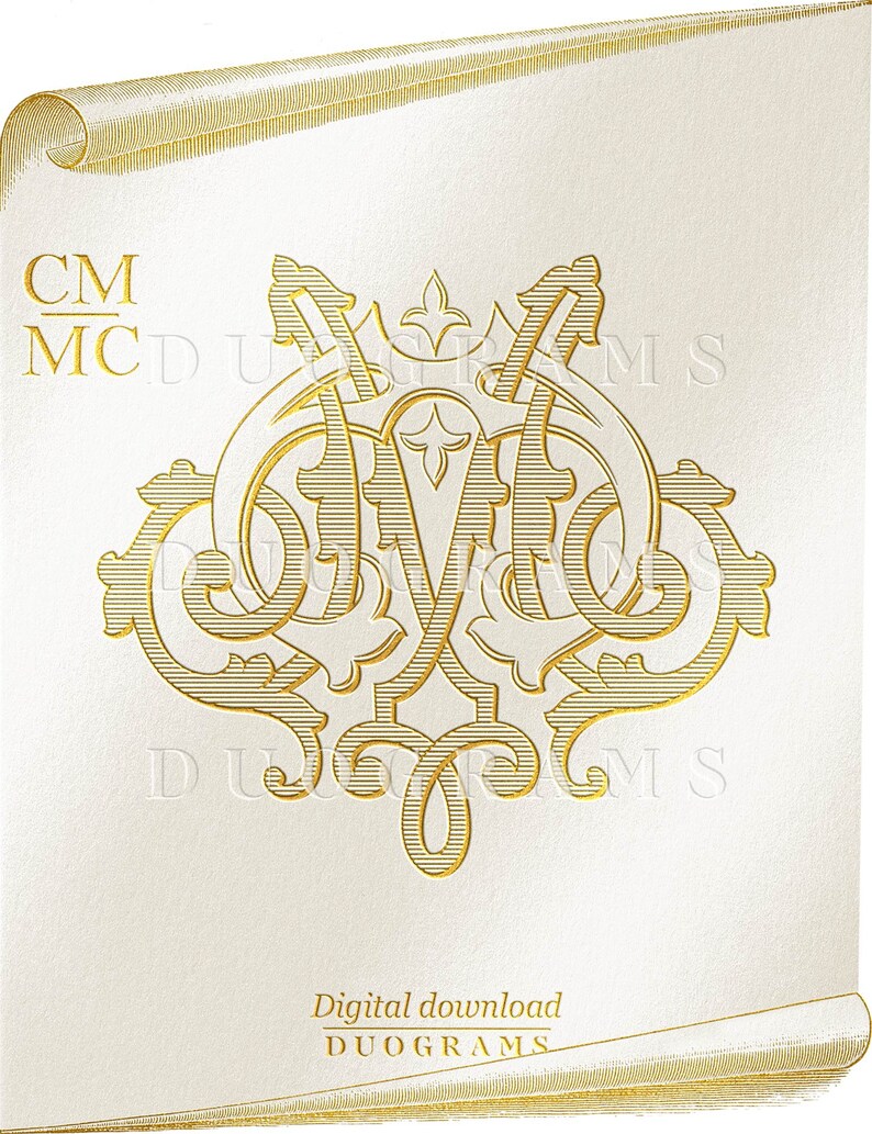 CM MC Wedding Monogram Logo Design C M Two Letter Monogram M C Digital ...