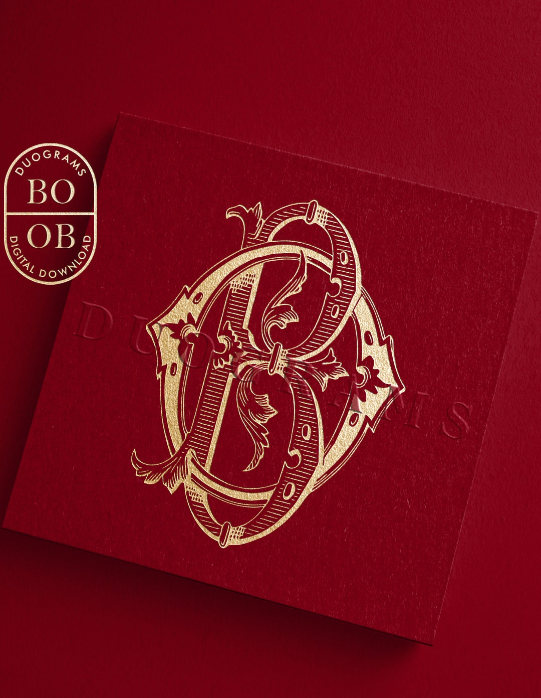 BO OB Vintage Wedding Monogram Logo Design SVG Two Letter Monogram B O ...