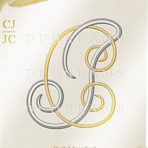 CJ JC Wedding Monogram Logo Vintage Duogram J C Intertwined Monogram C J Digital Download