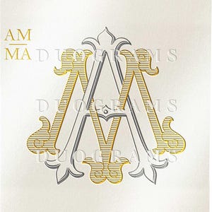 Wedding Monogram Logo AM MA Monogram Wreath SVG