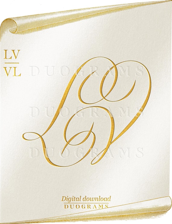 Wedding Monogram Logo LV VL Monogram Wreath SVG 