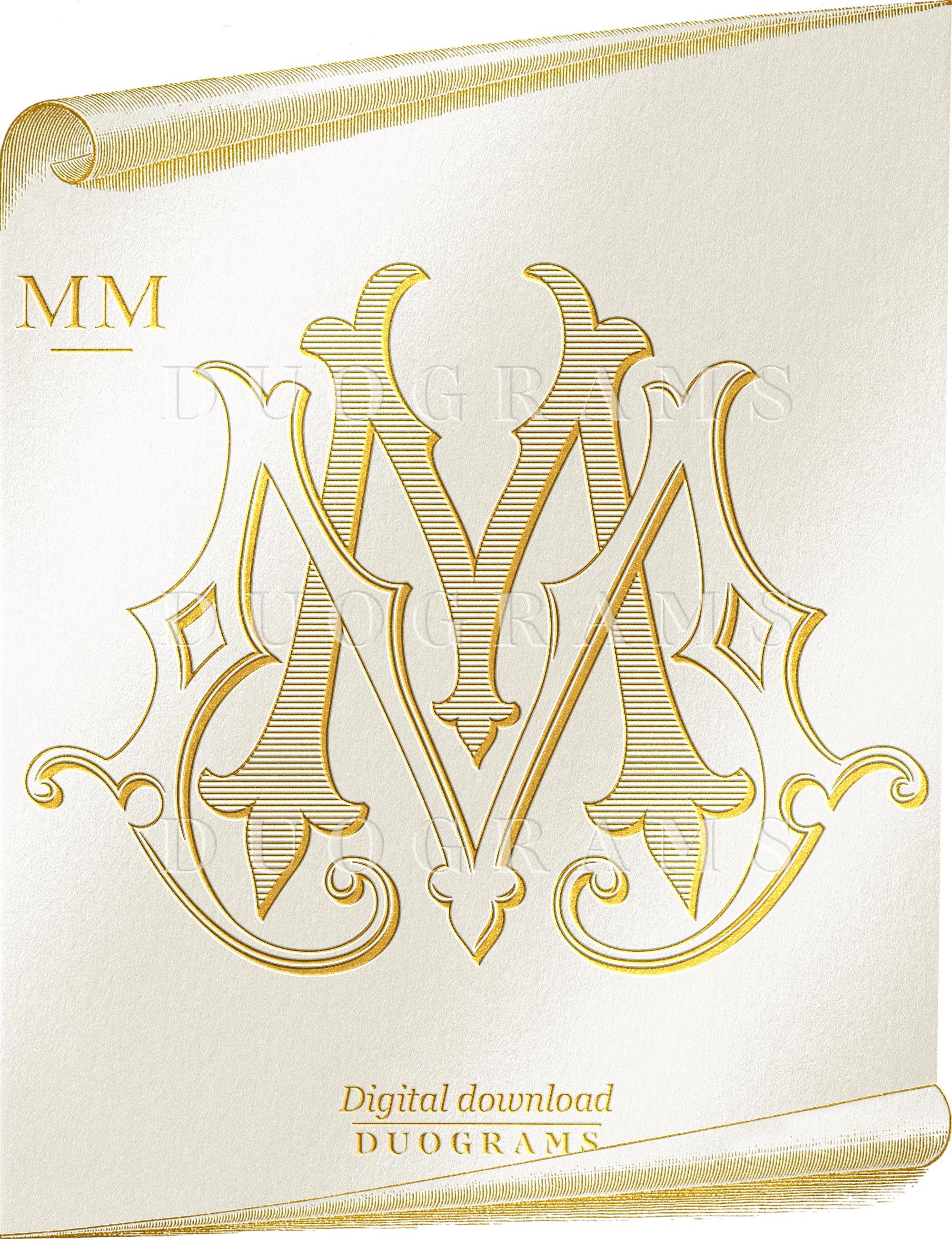 mm, mm, monogram logo. Calligraphic signature icon. Wedding Logo Monogram.  modern monogram symbol. Couples logo for wedding Stock Vector