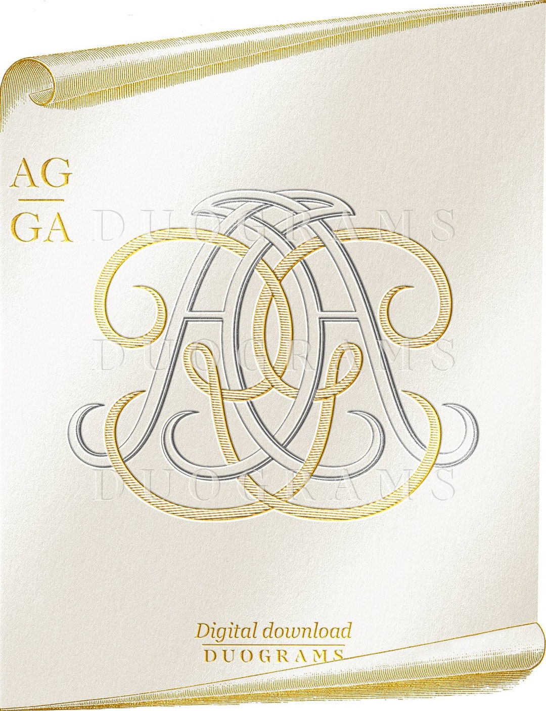 Wedding Monogram AG GA Two Letter Monogram Logo Design - Etsy