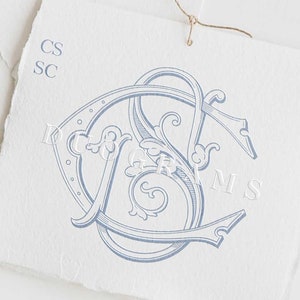 Classic Wedding Monogram CS SC 2-Letter Vintage Monogram Logo C S Wedding Initials SVG & Png Instant Download