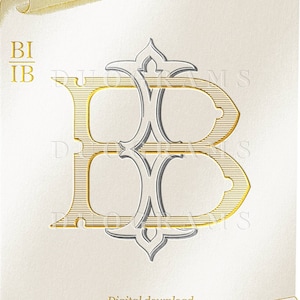 BI IB Wedding Monogram Letter Logo Initial Designs SVG Digital Download B I + 2 Free Wreath