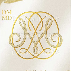 Elegante monograma de boda DM o MD, diseño de logotipo con monograma de dos letras, descarga instantánea de iniciales de boda SVG y PNG, coronas adicionales incluidas