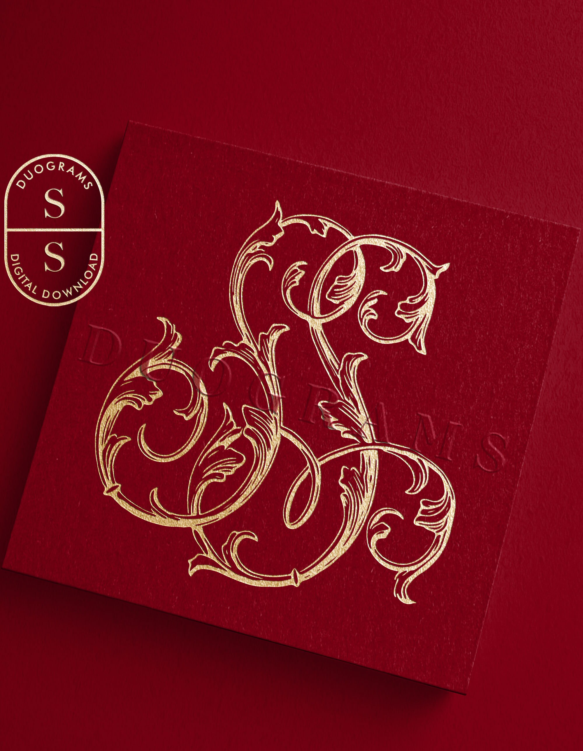 Vintage Monogram Logo Design SS Digital Download S S