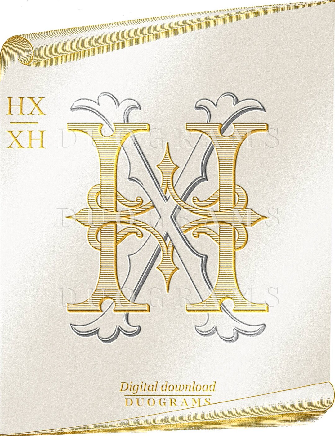 Wedding Monogram Logo Design HX XH Monogram Wreath SVG Digital Download ...
