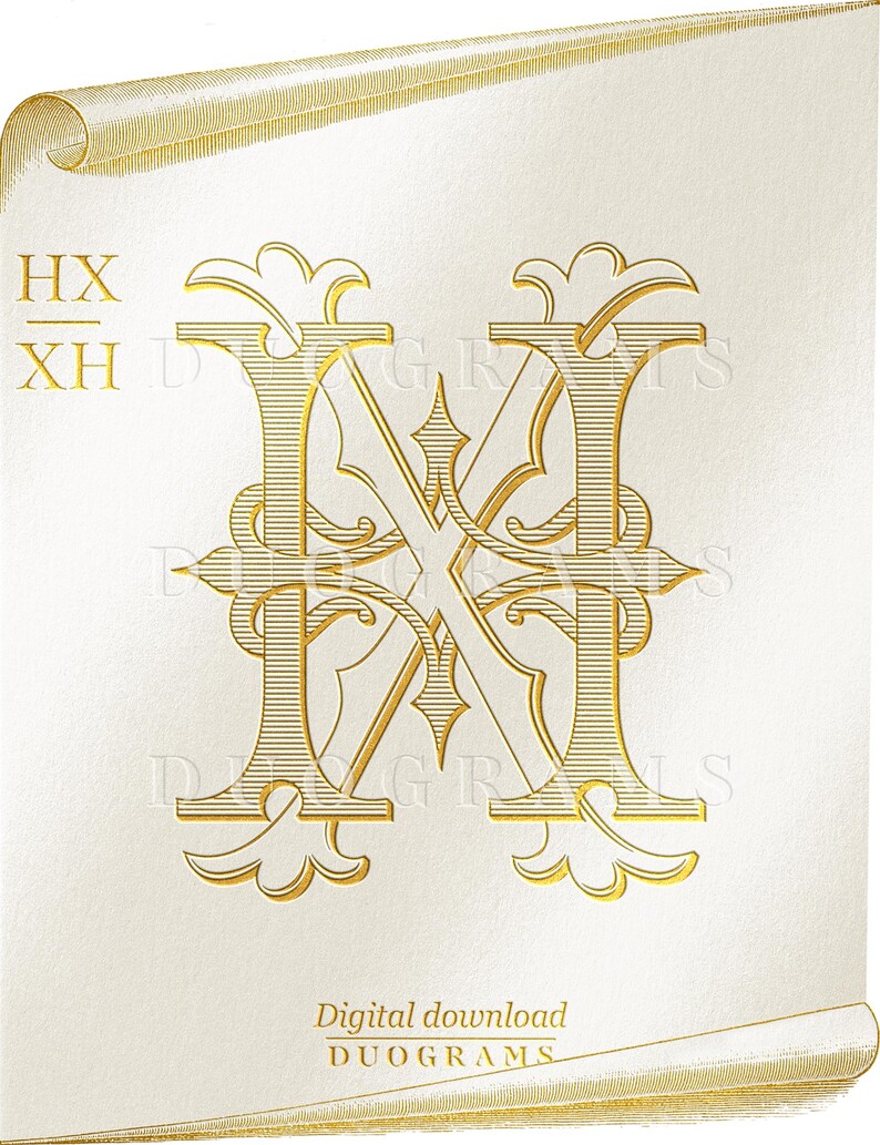Wedding Monogram Logo Design HX XH Monogram Wreath SVG Digital Download ...