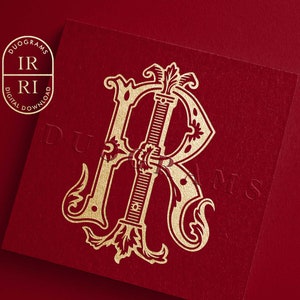 Interlocking Vintage Monogram IR or RI Two Letter Monogram Logo Design G M Wedding initials SVG & Png Instant Download