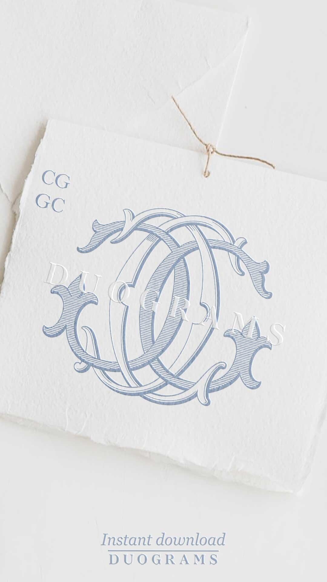 CG GC Vintage Wedding Monogram Logo Design SVG 2-letter Monogram C G ...
