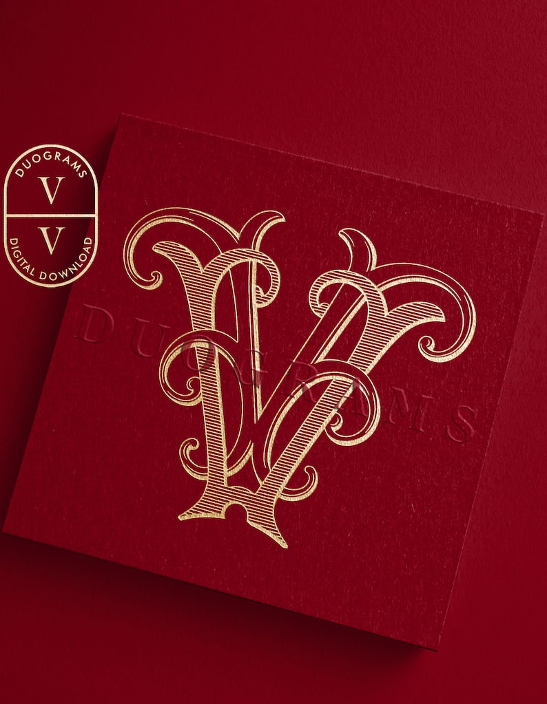 Double V Vintage Wedding Monogram Logo Design VV 2-letter Monogram SVG ...