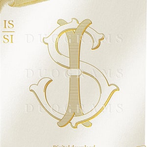 IS SI Wedding Monogram Logo  Vintage Duogram I S Intertwined Monogram S I Digital Download