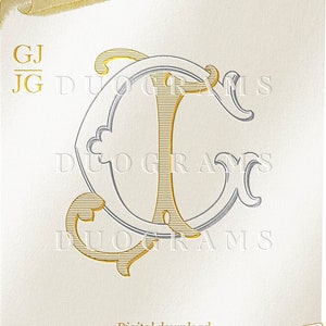 Interlocking Wedding Monogram Logo GJ or JG Two Letter Monogram Design G J Wedding initials SVG & Png Instant Download