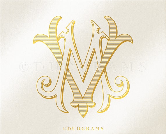 MV Vintage Wedding Monogram Logo VM Instant Download | Etsy