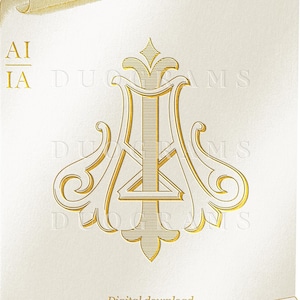 Vintage Wedding Monogram Logo AI IA Duogram A I Intertwined Monogram - Digital Download I A
