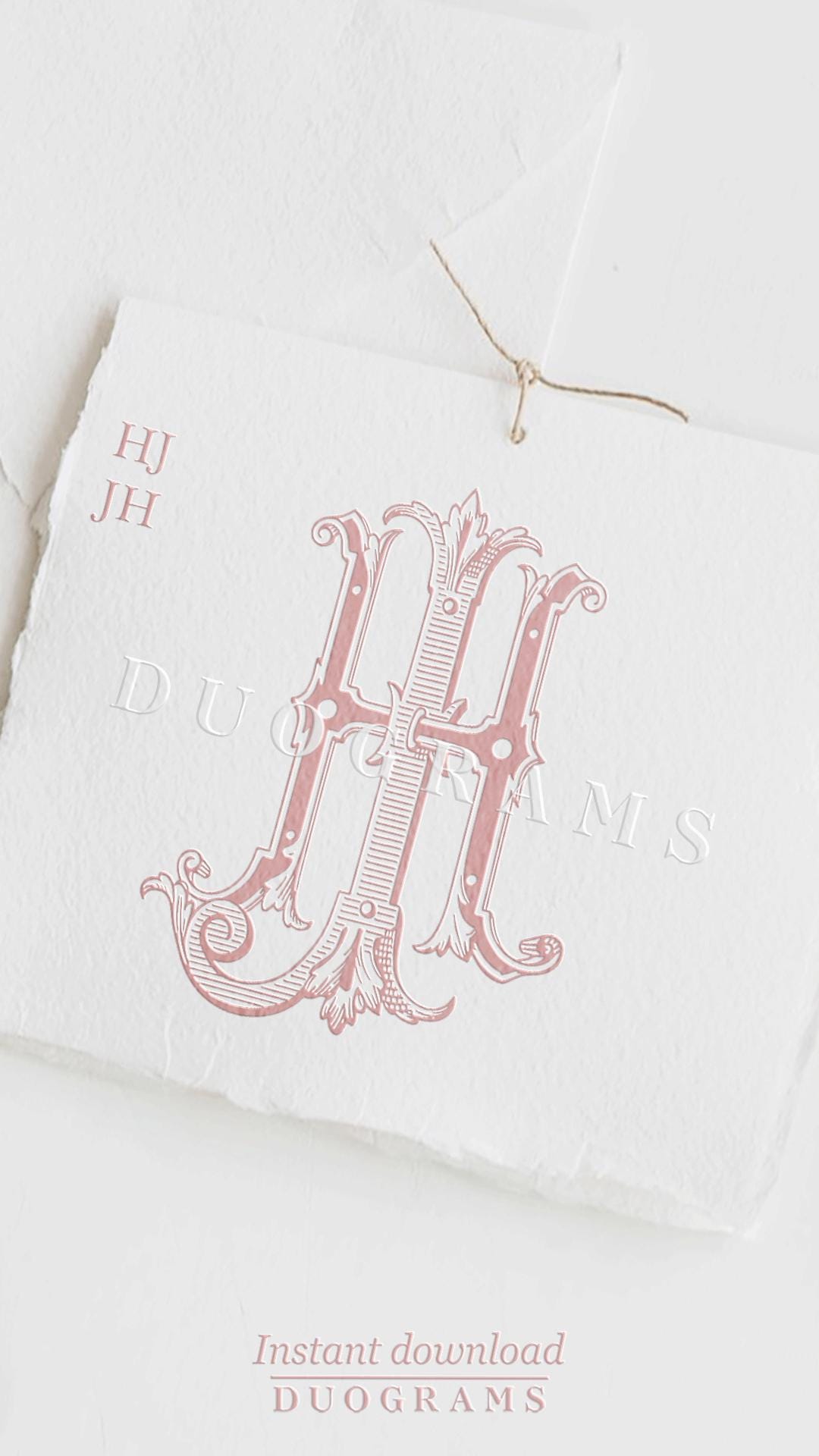 HJ Classic Monogram JH Vintage Monogram Logo Design J H