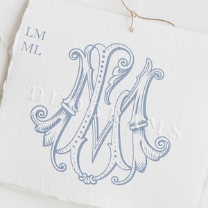 Logotipo de monograma de boda vintage LM o ML Monograma de dos letras, SVG y PNG, descarga digital M L, coronas adicionales incluidas