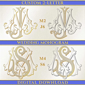 Personalized 2-Letter Wedding Monogram Logo Design – Custom Interlocking Classic and Vintage Monogram – Digital Download – SVG & PNG