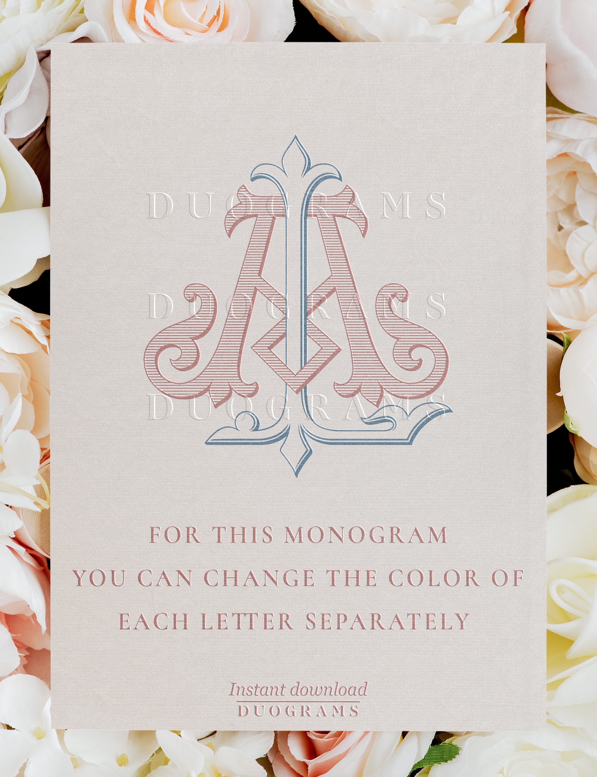 Vintage Monogram Logo Design AL LA Monogram Wreath SVG Digital Download ...