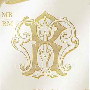 Monograma de boda - MR - RM - Digital - Monograma vintage - SVG