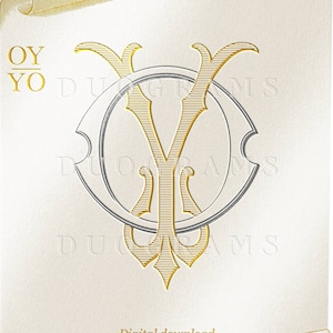 OY YO Hochzeitsmonogramm Buchstaben O Y Initialen + 2 gratis Kranz SVG